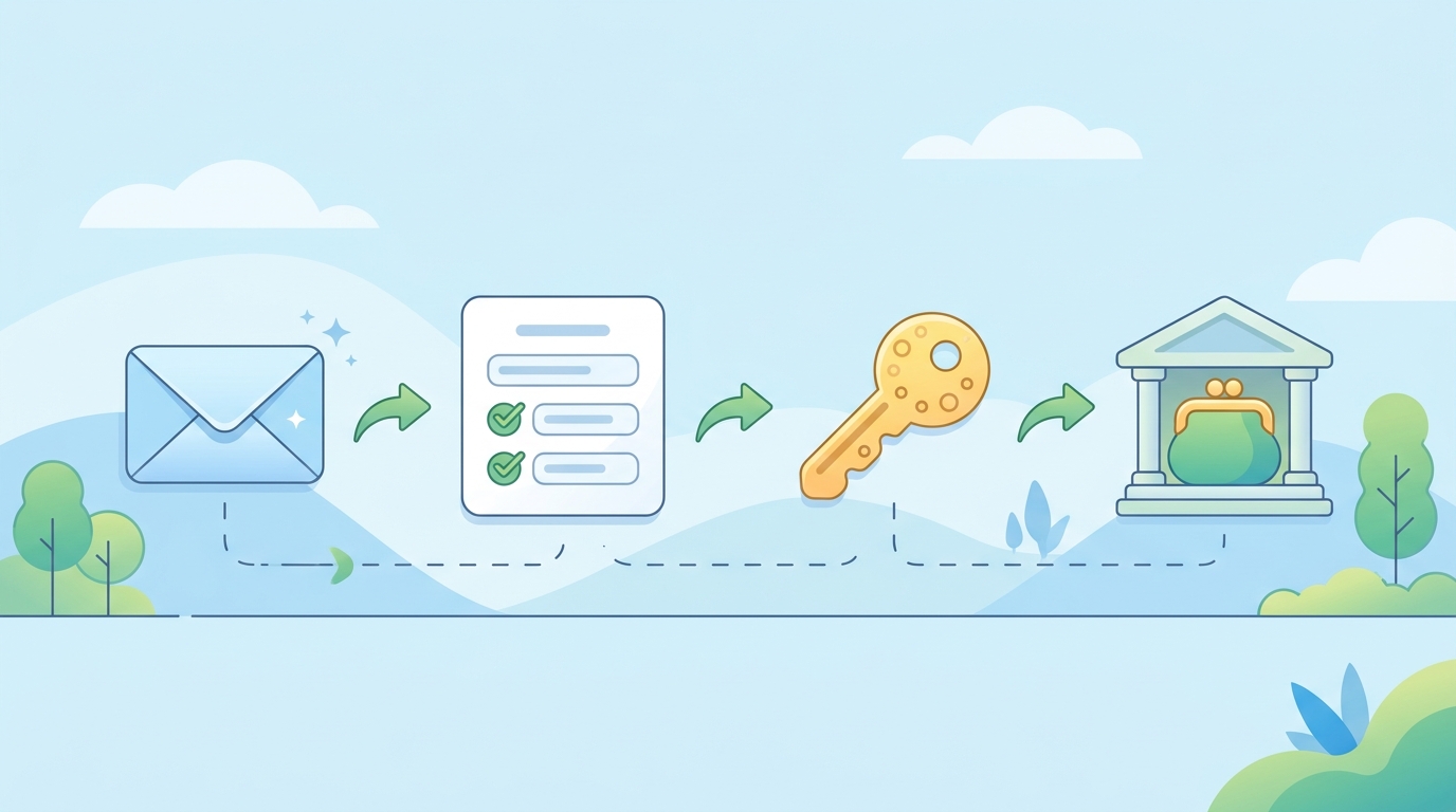 A8.netの登録手順を表すイラスト