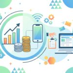 スマートフォンと節約をイメージするイラスト。格安SIMで通信費を削減する様子を表しています。