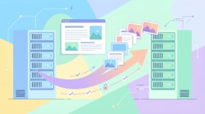 他社レンタルサーバーからエックスサーバーへWordPressのデータを移す流れを表した図解